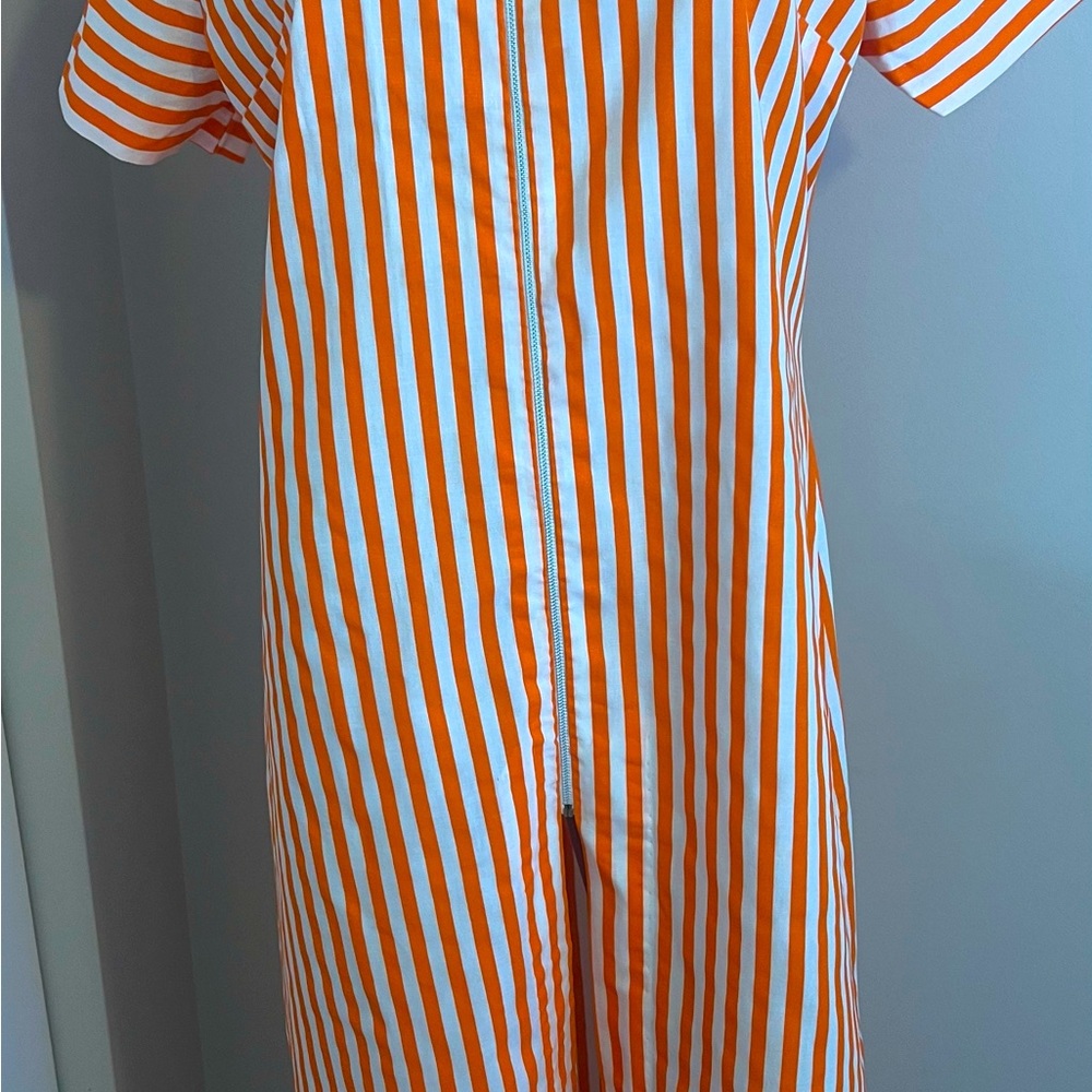 Vintage 60’s dress/long top shirt. Orange and white stripe . Hand made w/zipper